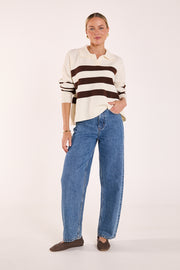 Magnolia Knit - Cream Chocolate Stripe