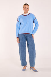 Margot Contrast Knit - Blue Wine