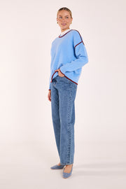 Margot Contrast Knit - Blue Wine