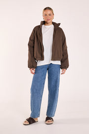 Asher Funnel Neck Jacket - Chocolate