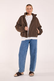 Asher Funnel Neck Jacket - Chocolate