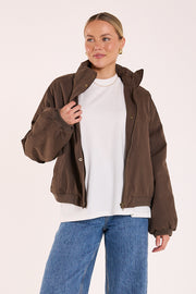 Asher Funnel Neck Jacket - Chocolate