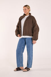 Asher Funnel Neck Jacket - Chocolate