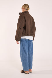 Asher Funnel Neck Jacket - Chocolate