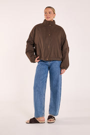 Asher Funnel Neck Jacket - Chocolate