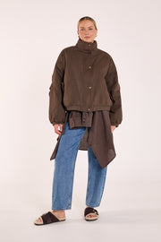 Asher Funnel Neck Jacket - Chocolate