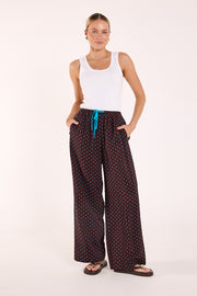 Harper Pant - Chocolate Blue Spot