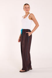 Harper Pant - Chocolate Blue Spot