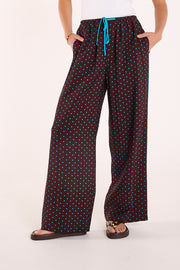 Harper Pant - Chocolate Blue Spot
