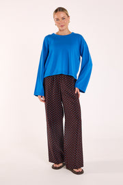 Harper Pant - Chocolate Blue Spot