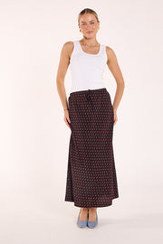 Harper Skirt - Chocolate Blue Spot