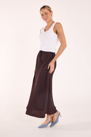 Harper Skirt - Chocolate Blue Spot