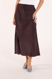 Harper Skirt - Chocolate Blue Spot
