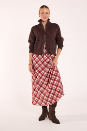 Loretta Skirt - Cream Wine Check
