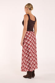 Loretta Skirt - Cream Wine Check