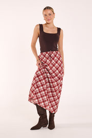 Loretta Skirt - Cream Wine Check