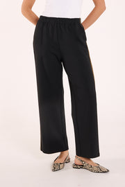Rae Cropped Pant – Black Camel Stripe