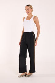 Rae Cropped Pant – Black Camel Stripe