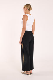 Rae Cropped Pant – Black Camel Stripe