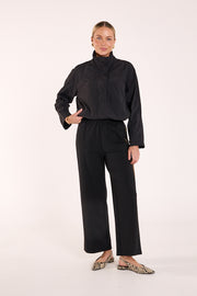 Rae Cropped Pant – Black Camel Stripe