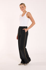 Rae Wide Pant – Black Camel Stripe