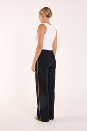 Rae Wide Pant – Black Camel Stripe