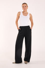 Rae Wide Pant – Black Camel Stripe
