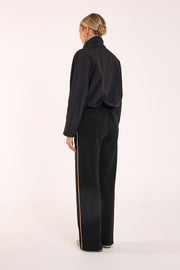 Rae Wide Pant – Black Camel Stripe