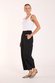 Charlie Cropped Barrel Pant - Black