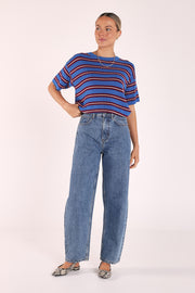 Jasper Knitted Tee - Cobalt Retro Stripe