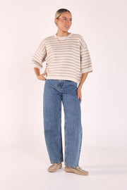 Maisie Knit - Cream Beige Stripe