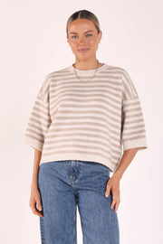 Maisie Knit - Cream Beige Stripe