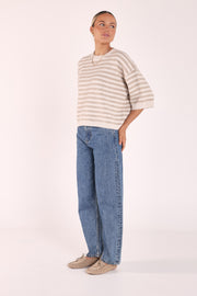 Maisie Knit - Cream Beige Stripe
