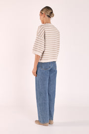 Maisie Knit - Cream Beige Stripe