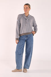 Olive Tie Neck Knit - Blue Cocoa
