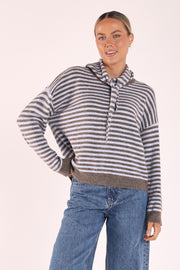 Olive Tie Neck Knit - Blue Cocoa
