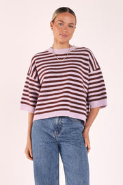Maisie Knit - Lilac Chocolate Stripe