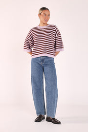 Maisie Knit - Lilac Chocolate Stripe