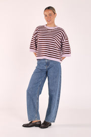 Maisie Knit - Lilac Chocolate Stripe