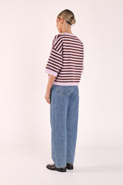 Maisie Knit - Lilac Chocolate Stripe