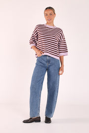 Maisie Knit - Lilac Chocolate Stripe