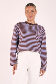 PRE-ORDER Carter Long Sleeve Tee - Chocolate Grape Stripe