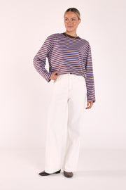 PRE-ORDER Carter Long Sleeve Tee - Chocolate Grape Stripe