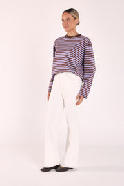 PRE-ORDER Carter Long Sleeve Tee - Chocolate Grape Stripe