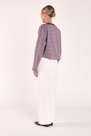 PRE-ORDER Carter Long Sleeve Tee - Chocolate Grape Stripe