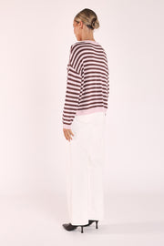 Avery Knit - Pink Chocolate Stripe