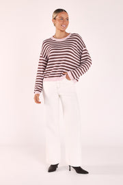Avery Knit - Pink Chocolate Stripe
