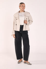 Theo Funnel Neck Trench - Stone