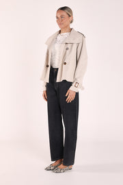 Theo Funnel Neck Trench - Stone