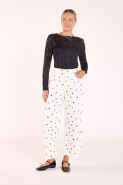 Lola Cropped Barrel Jean - Black Spot